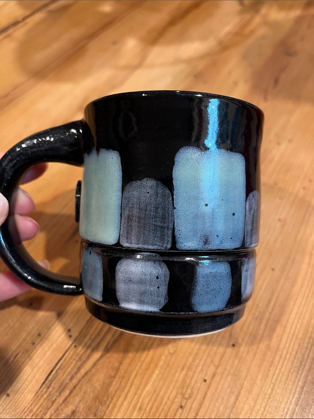 OOAK Black & Blue Handmade Pottery Ceramic Mug Coffee Cup